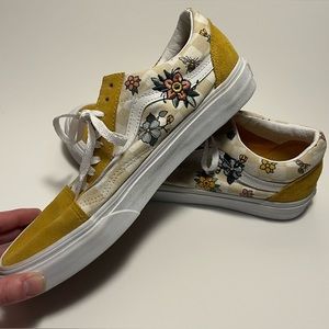 Unisex yellow checkered vans